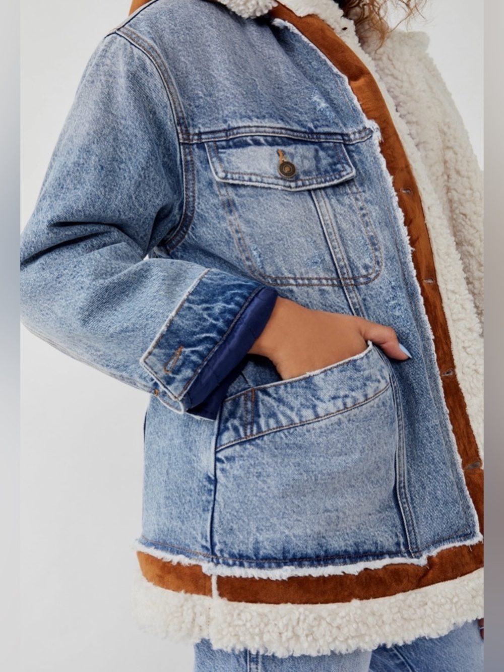 Free People We The Free Magnolia Denim Jacket XS - Picture 11 of 12